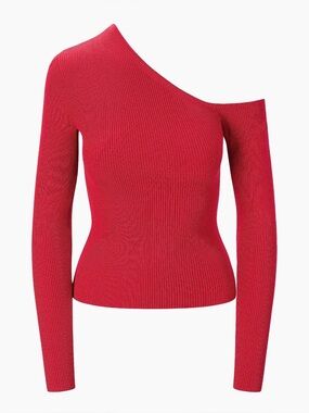 Staud Lois One-Shoulder Rib-Knit Sweater
